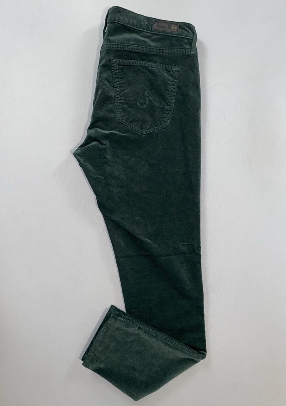 AG The Legging Super Skinny Ankle Velvet Plush 5-Pocket Jeans. Green, Women's 30